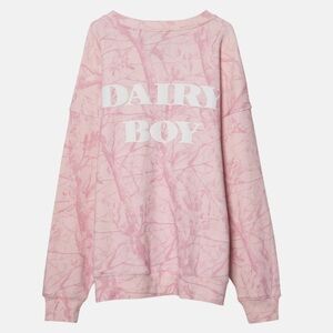 Dairy Boy Bubblegum Pink Camo Crewneck - White Puff